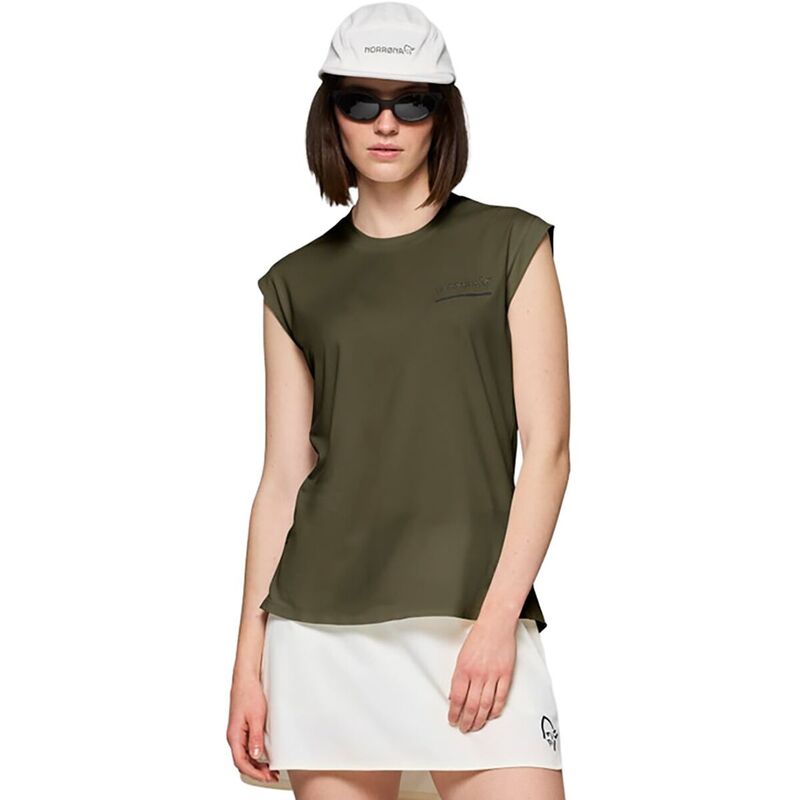 ノローナ レディース トップス Tシャツ ノースリーブ Norrona Senja Equaliser Sleeveless T-Shirt - Women's Olive Night オリーブ 18,446円