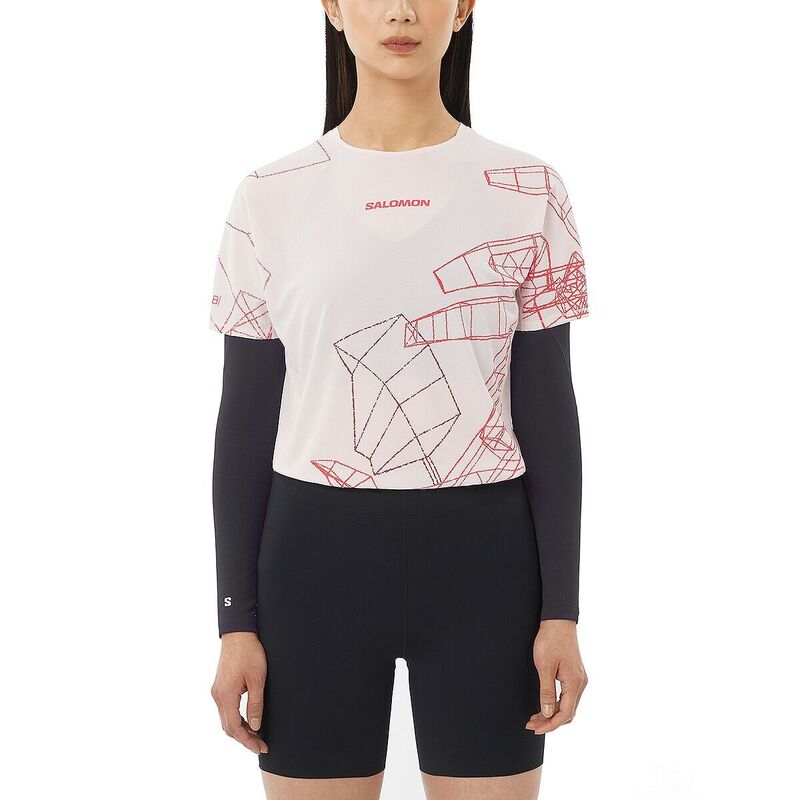 サロモン レディース トップス Tシャツ Salomon S/Lab Speed T-Shirt - Women's Lilac Ash / Fiery Red アッシュ