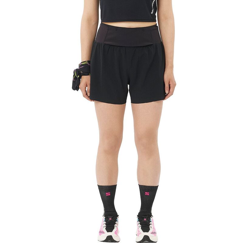 サロモン レディース ボトムス 心地好いズボン下 遊撃手ズボン下 Salomon Sense Aero 2インチ1 4インチ Shorts - Women\u0027s Deep Black 黒いこと レディースファッション-ボトムス