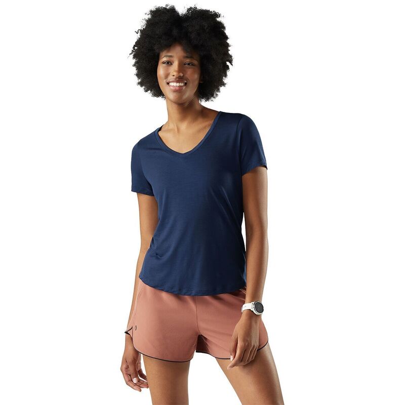 スマートウール レディース トップス Tシャツ Vネック 半袖 Smartwool Merino Sport 120 V-Neck Short-Sleeve Top - Women's Deep Navy ネイビー