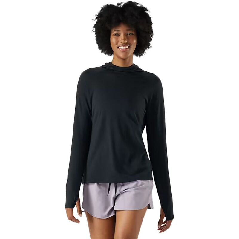 かっこ良い羊毛 レディース トップス プルオーバー メッシュ パーカー Smartwool Active Meshoodie - Women\u0027s Black 黒いこと