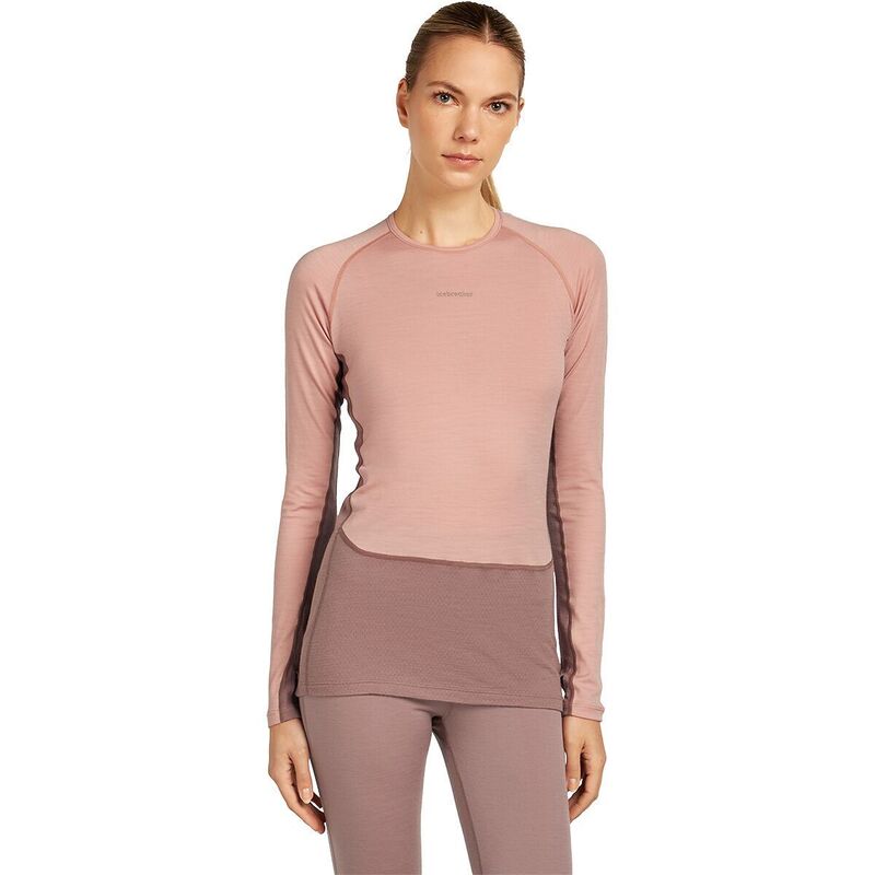 アイスブレーカー レディース トップス プルオーバー 編み物 長袖 Icebreaker Merino 200 ZoneKnit Long-Sleeve Crew Baselayer Top - Women\u0027summit/Blush/Cb 毛はらい