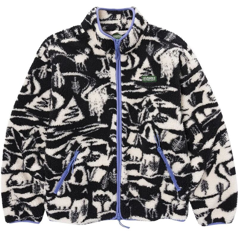 パークスプロジェクト メンズ アウター 上衣・上衣 フリース Parks Project Park Shadows Full-Zip High Pile Fleece Jacket Black And White 白いこと