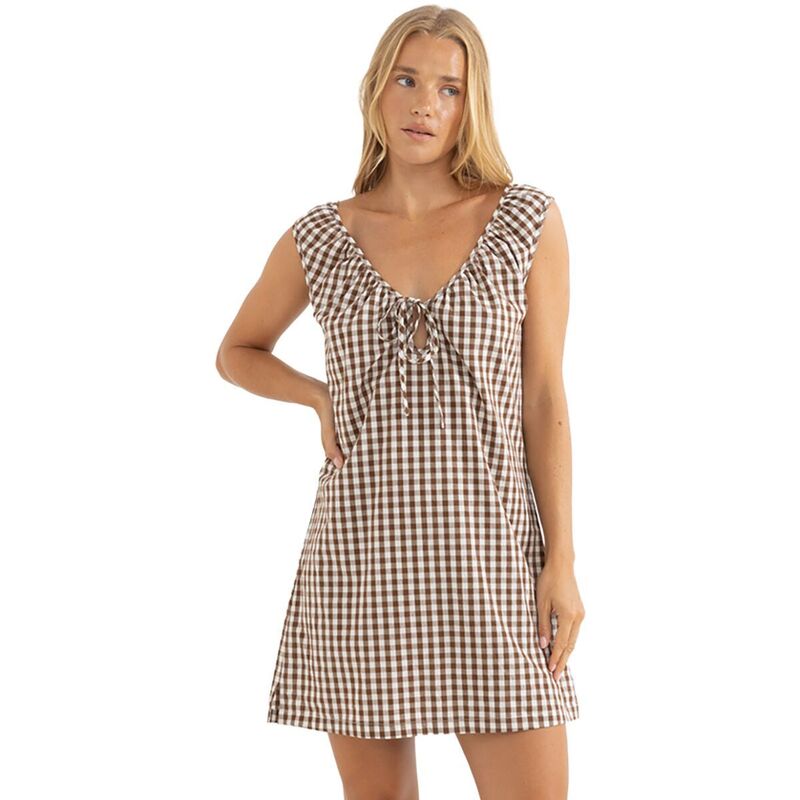 リズム レディース トップス ワンピース ギンガムチェック ミニ ギンガム Rhythm Birdie Ginghamini Dress - Women's Brown ブラウン｜ReVida 店