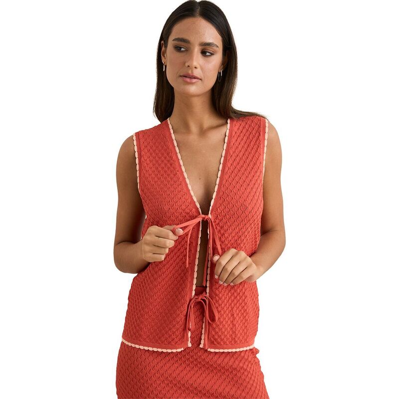 リズム レディース トップス ベスト ニット Rhythm Gigi Longline Knit Vest - Women's Red レッド|ReVida 店