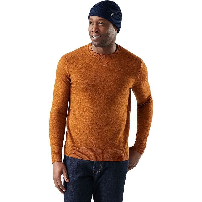 かっこ良い毛糸 メンズ アウター 編み物・プルオーバー Smartwool Sparwood Crew Sweater - Men\u0027s Pecan Brown/Squash 赤銅色