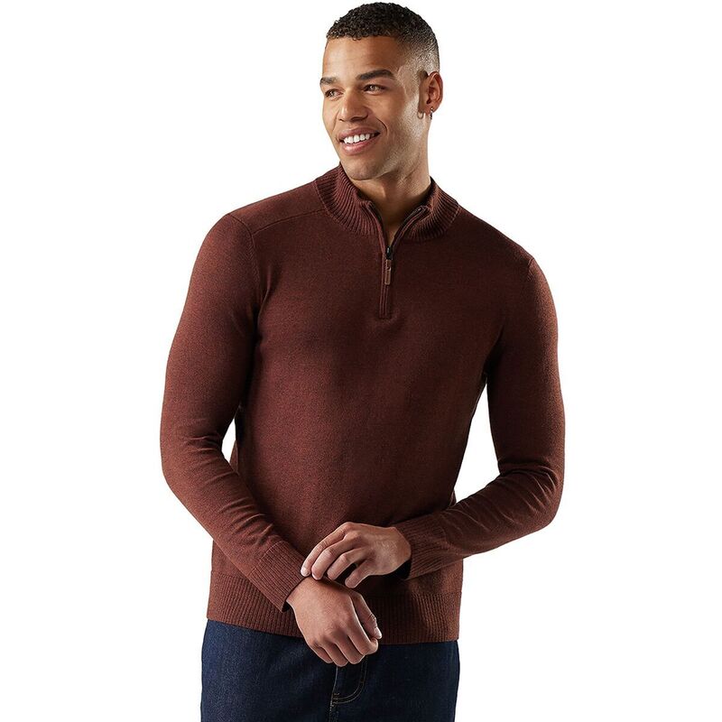かっこ良い毛糸 メンズ アウター 編み物・プルオーバー Smartwool Sparwood 1/2-Zip Sweater - Men\u0027s Pecan Brown/Mink 赤銅色