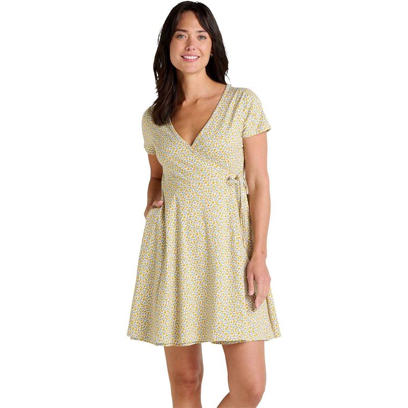 ドード アンドコー レディース トップス ワンピース 半袖 Toad&Co Freesia Wrap Short-Sleeve Dress - Women's Gold Print ゴールド