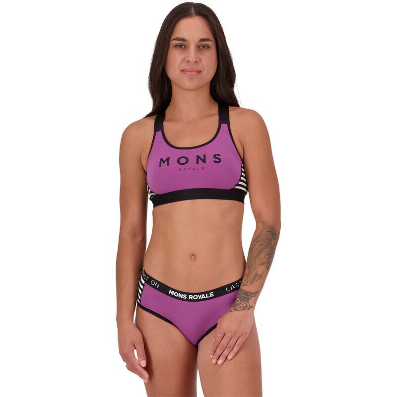 モンスロイヤル レディース アンダーウェア ブラジャー Mons Royale Stella X-Back Sports Bra - Women's Purple Bolt/MR Stripe パープル 12,936円