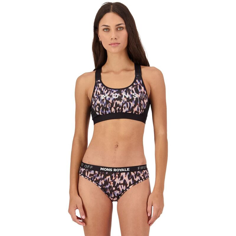 モンスロイヤル レディース アンダーウェア ブラジャー Mons Royale Stella X-Back Sports Bra - Women's Rock Leopard/Black ブラック