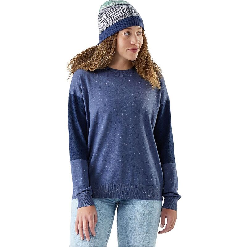 スマートウール レディース アウター ニット・セーター カラーブロック Smartwool Edgewood Colorblock Crew Sweater - Women's Nightfall Blue ブルー