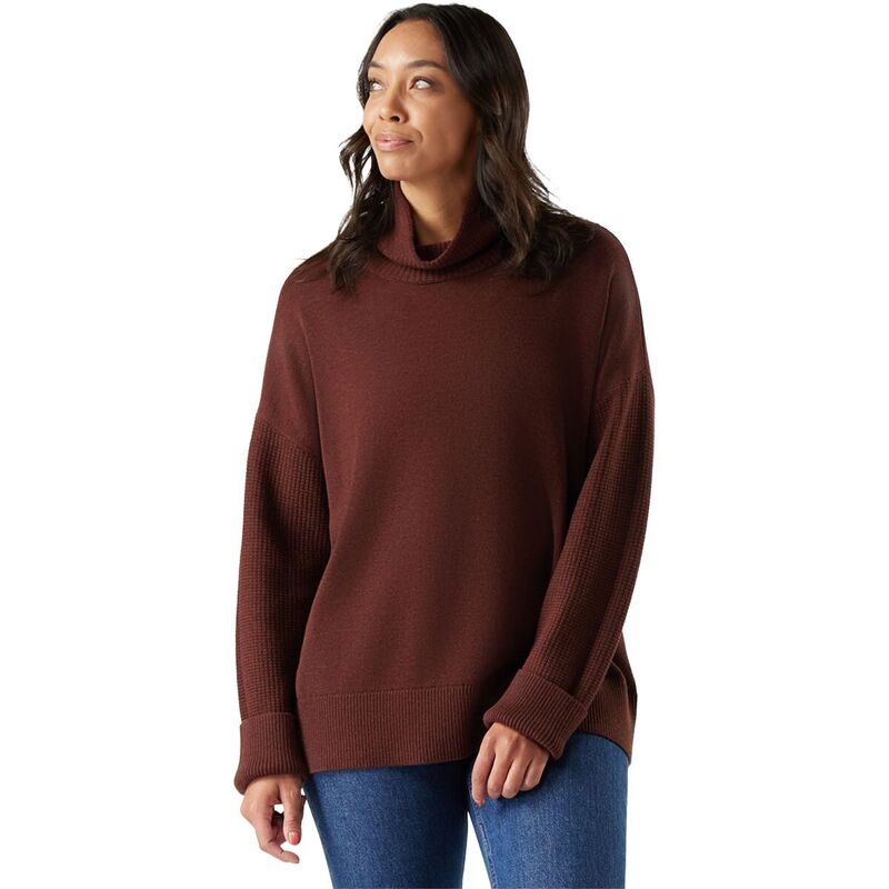 かっこ良い絨毛 レディース アウター 編み物・プルオーバー Smartwool Edgewood Cowl Neck Sweater - Women\u0027s Pecan Brown/Mink 赤銅色 ニット・セーター-トップス