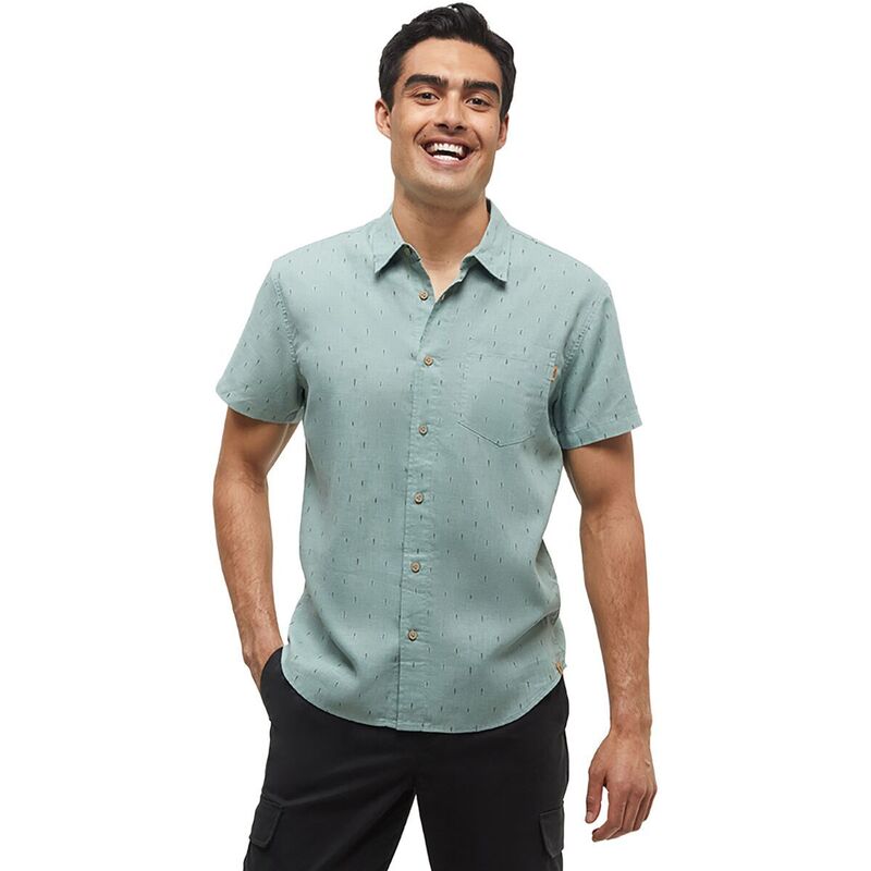 テンツリー メンズ トップス シャツ 半袖 Tentree Small Tree Mancoshort-Sleeve Shirt - Men's Oasis/Small Tree/Deep Olive オリーブ｜ReVida 店