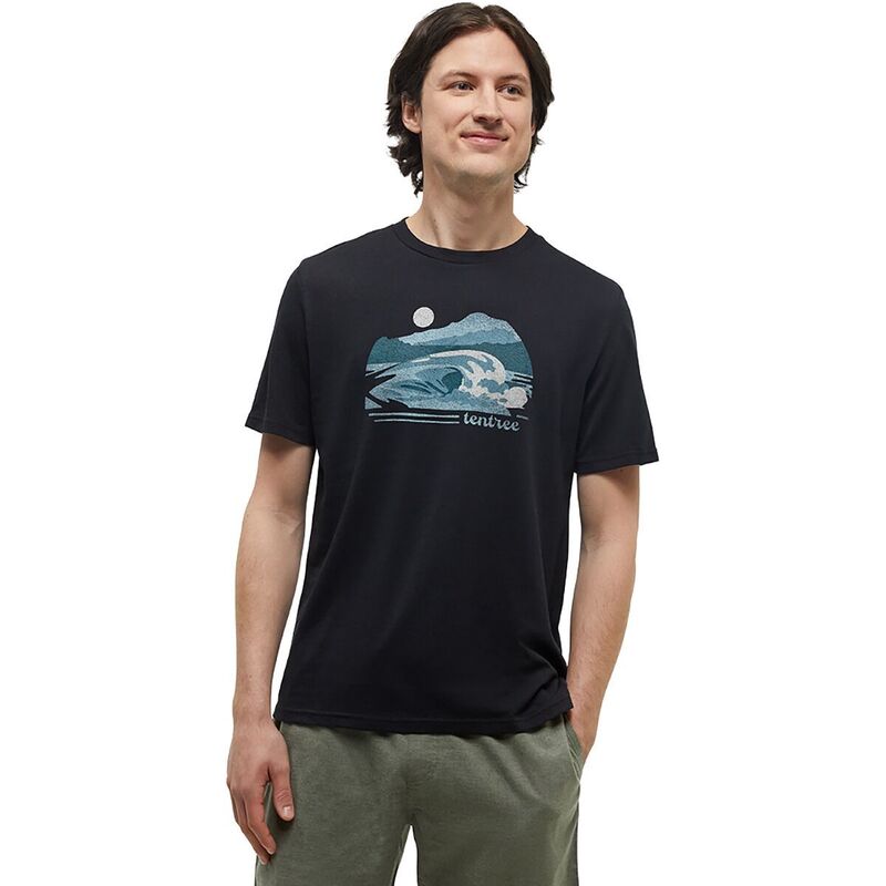 テンツリー メンズ トップス Tシャツ Tentree Breaker T-Shirt - Men's Meteorite Black/Mineral Blue ブラック