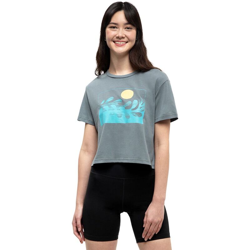 什天然木 レディース トップス ティーシャツ Tentree Seaforestation Crop T-Shirt - Women\u0027s Anchor Grey/Sea Blue 薄墨色 トップス-Tシャツ・カットソー-レディースファッション