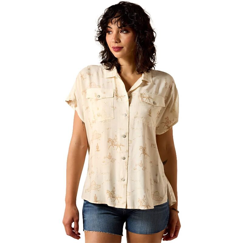 アリアト レディース トップス ティーシャツ Ariat Badlandshirt - Women\u0027s Turtledove Ranchscape レディースファッション-トップス