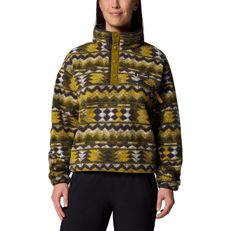 コロンビア レディース アウター ジャケット・ブルゾン プリント クロップド Columbia Helvetia II Printed Cropped 1/2-Snapullover - Women's Mossy Green/Retrotree グリーン|ReVida 店