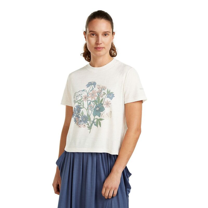 アイスブレーカー レディース トップス Tシャツ Icebreaker Merino 150 Tech Lite NZ Flora Crop T-Shirt - Women's Ecru Hthr エクリュ