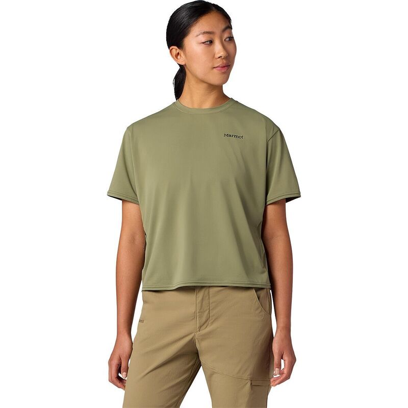 マーモット レディース トップス Tシャツ 半袖 Marmot AirExchange SolarShield Short-Sleeve Crew Top - Women Olive Grove オリーブ