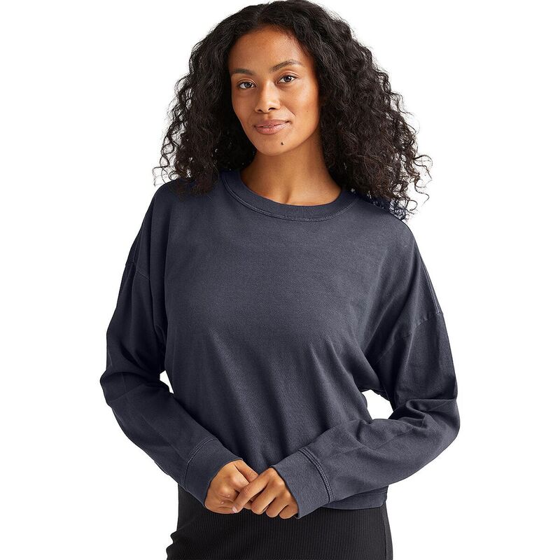 リッチャープアー レディース トップス Tシャツ 長袖 Richer Poorerelaxed Crop Long-Sleeve T-Shirt - Women's Blue Steel ブルー