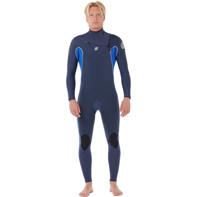下唇長い巻き毛 メンズ 水泳着 上下書き割り Rip Curl Dawn Patrol 3/2 Chest-Zip Full Wetsuit - Men\u0027s Electricobalt 青緑色