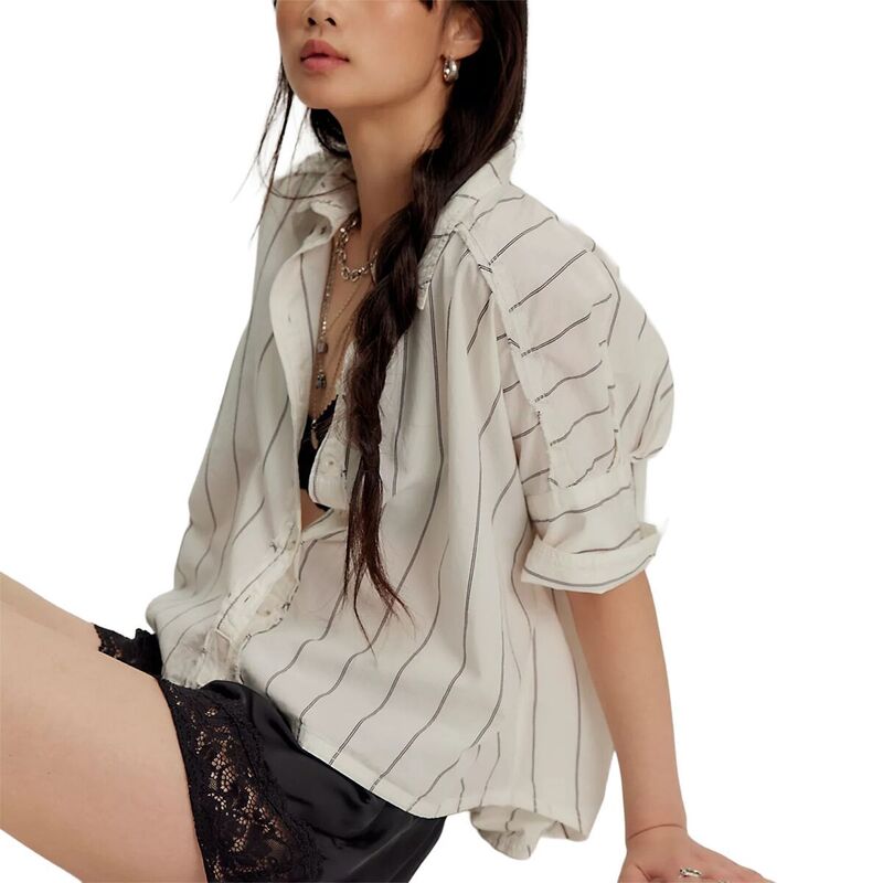 フリーピープル レディース トップス Tシャツ コットン Free People Seaside Cotton Stripe Shirt -Women's Ivory Combo アイボリー|ReVida 店