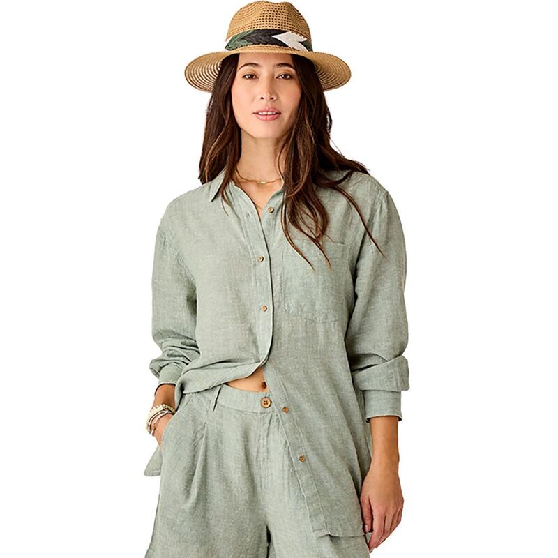 曲線状の形青写真 レディース トップス プルオーバー リネン Carve Designs Taylor Linen Tunic - Women\u0027s Fatigue Chambray