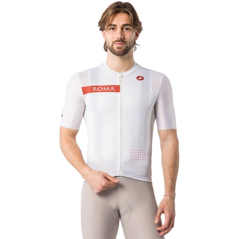 カステリ メンズ トップス ティーシャツ 半袖 プルオーバー Castelli #GIRO109 Rome Short-Sleeve Jersey - Men\u0027s Chalk/Red Ochre 車輪止め