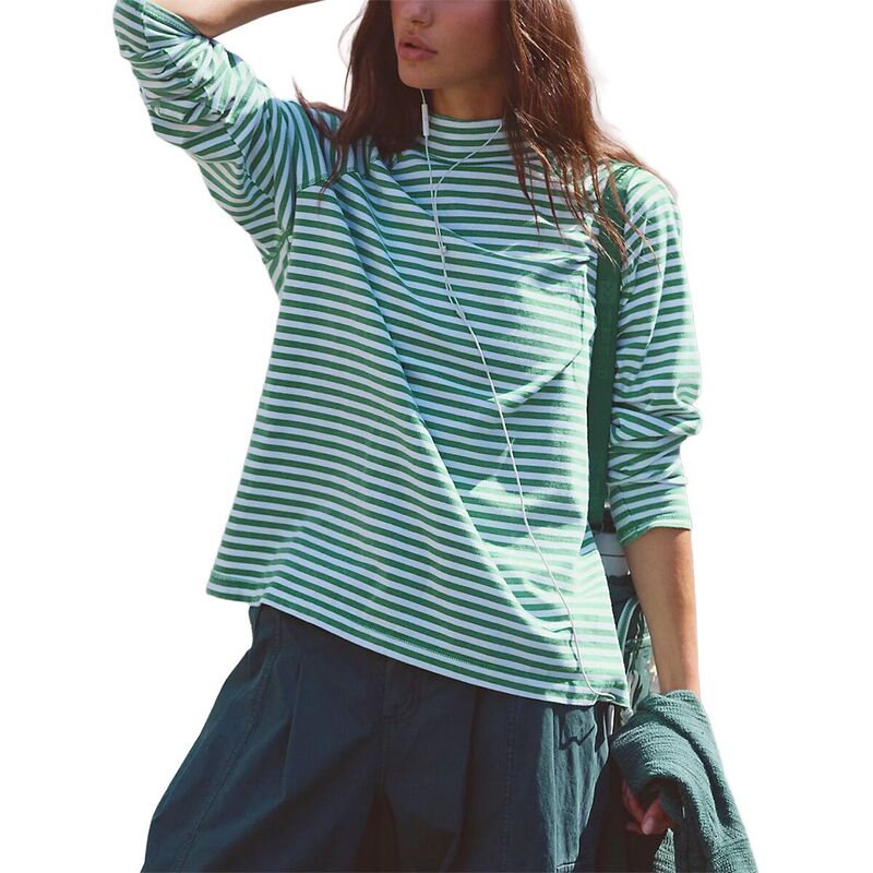 フリーピープル レディース トップス プルオーバー FP Movement Restoration Layer Stripe Top - Women\u0027sailor Stripe Green 緑であること