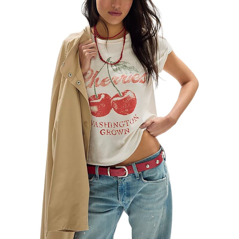 フリーピープル レディース トップス プルオーバー グラフィック Free People Nova Graphic T-Shirt - Women\u0027s Cherry Combo
