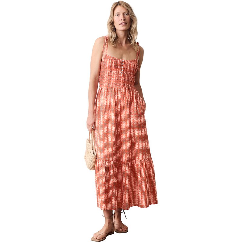 米国海兵隊員 度合い レディース トップス 衣装 シャーリング マキシ Marine Layer Smocked Henley Maxi Dress - Women\u0027s Bittersweet Fish