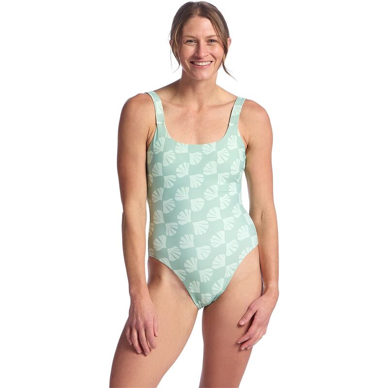 無償性 飛球 レディース 水泳着 上下仕掛ける Free Fly Wavebound One-Piece Swim Suit - Women\u0027sea Scalloprint Ocean Mist