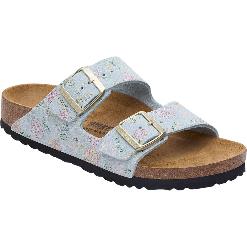 ビルケンシュトック レディース シューズ サンダル スエードクロス Birkenstock Arizona Suede Narrow Sandal - Women\u0027s Flowers Baby Blue Suede 青色