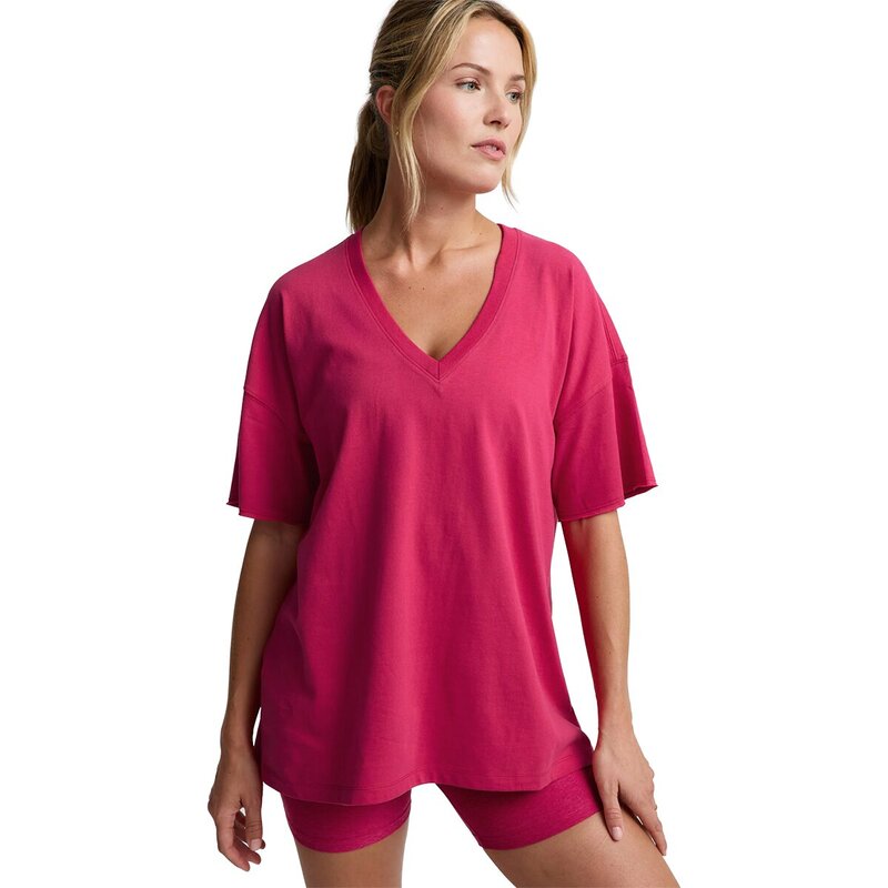 ビヨンドヨガ レディース トップス プルオーバー V素っ首 Beyond Yoga Better Than Ever Oversized V-Neck T-Shirt - Women\u0027s Berry Red 赤いこと