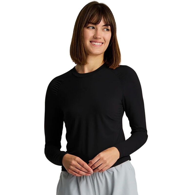 無償性 飛球 レディース トップス プルオーバー 長袖 Free Fly Elevate Lightweight Fitted Long-Sleeve Shirt - Women\u0027s Black 黒いこと