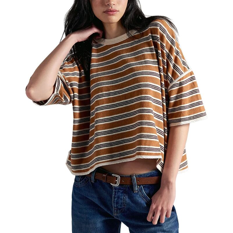 フリーピープル レディース トップス プルオーバー Free People Clean Rugby T-Shirt - Women\u0027s Almond Combo