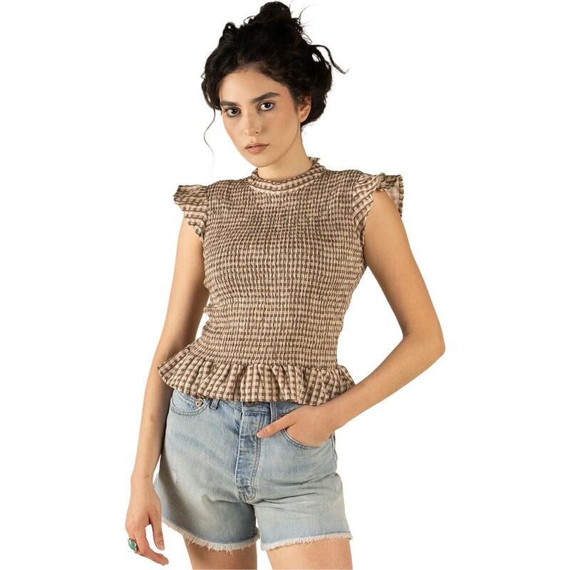 センデロプロビジョンズ レディース トップス プルオーバー Sendero Provisions Co. The Hattie Smock Top - Women\u0027s Picnicheck/Brown/Cream 皮膚軟化剤