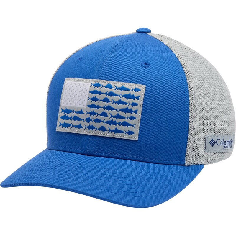 コロンビア メンズ アクセサリー 帽子 メッシュ Columbia PFG Mesh Fish Flag Trucker Hat Vivid Blue/Fish Flag ブルー｜ReVida 店