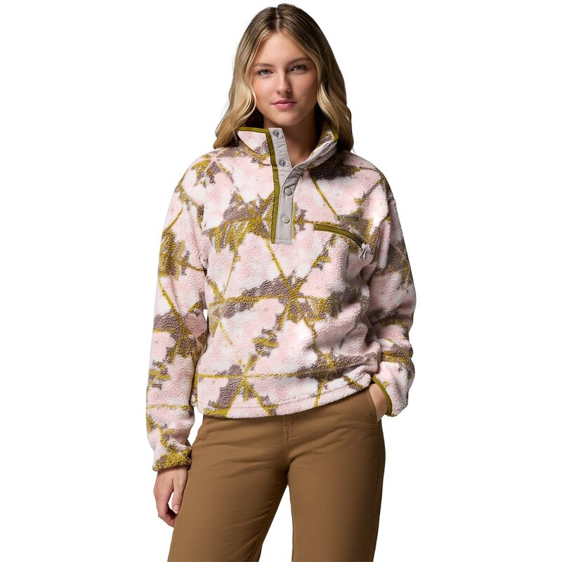 コロンビア レディース アウター ジャケット・ブルゾン プリント クロップド Columbia Helvetia II Printed Cropped 1/2-Snapullover - Women's Pink Agate/Florascope ピンク|ReVida 店