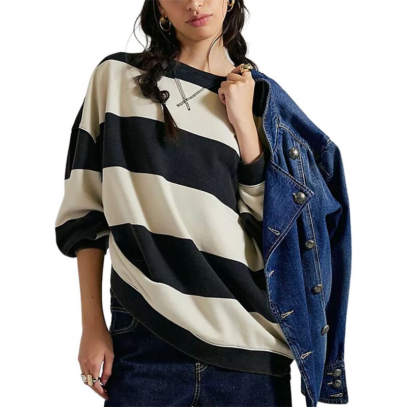 フリーピープル レディース トップス Tシャツ スウェット Free People Classic Stripe Crewide Sweatshirt - Women's Black Combo ブラック|ReVida 店