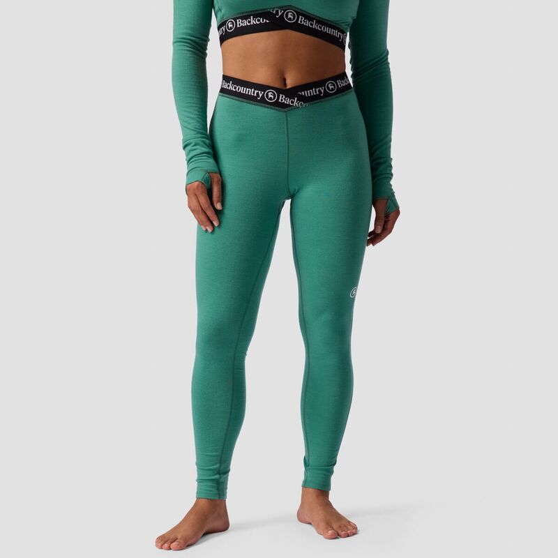 うしろ側カントリー レディース ボトムス 心地好いズボン下 Backcountry Cedars Merino Lightweight V-Waist Baselayer Bottom - Women\u0027s Gearhead Green 緑であること