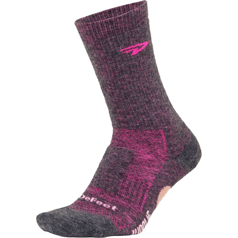 ディフィート メンズ アンダーウェア 靴下 ウール DeFeet Woolie Boolie 6in Sock Gravel Grey/Neon Pink グレー｜ReVida 店