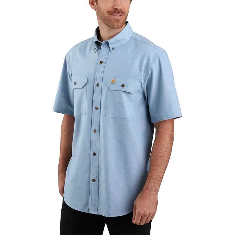 鉄道車両ハート形 メンズ トップス プルオーバー Carhartt TW369 Original Fit Shirt - Men\u0027s Blue Chambray 青色 トップス-メンズファッション-カジュアルシャツ