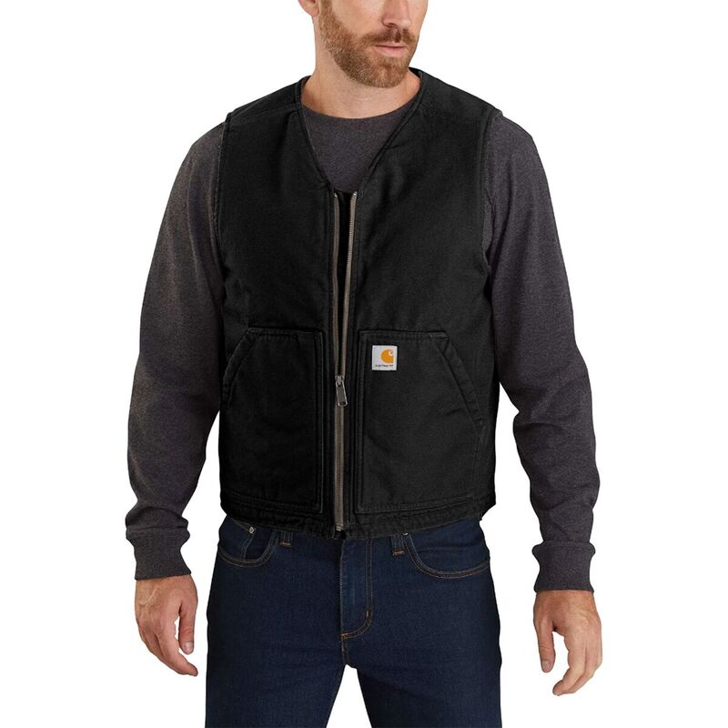 カーハート メンズ トップス ベスト Carhartt Washed Duck Sherpa Lined Vest - Men's Black ブラック