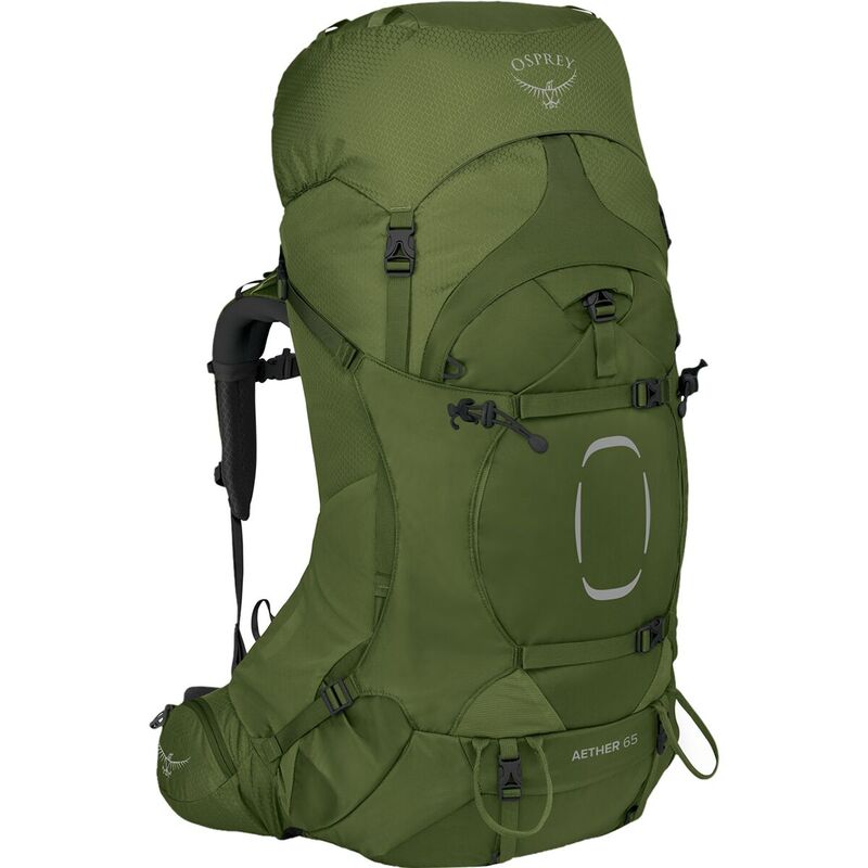 オスプレーパック メンズ 御徒面子 うしろ側容器に並べる・背嚢 Osprey Packs Aether 65L Backpack Garlic Mustard Green 洋芥子