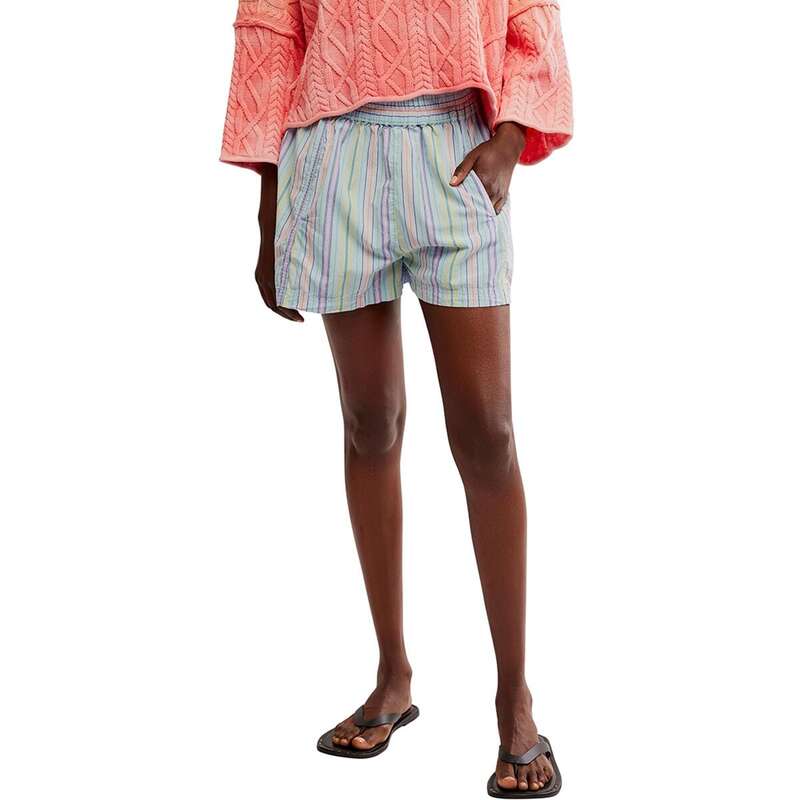 フリーピープル レディース ボトムス カジュアルパンツ Free People Get Free Striped Pull On Short - Women's Sky Blue Combo ブルー|ReVida 店