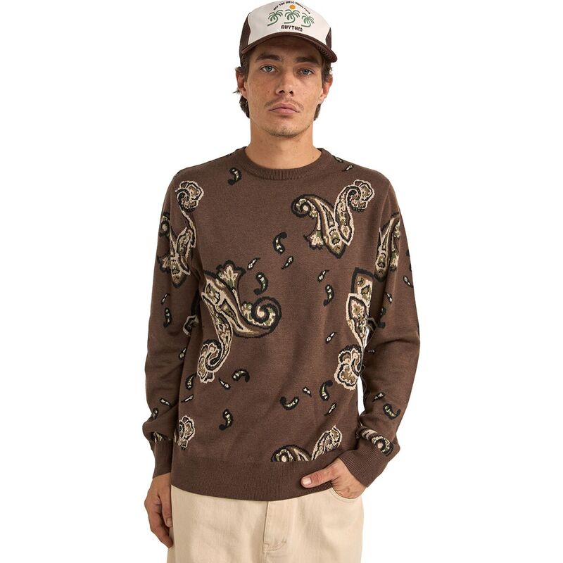 リズム メンズ アウター ニット・セーター セーター ニット Rhythm Mohair Paisley Knit Sweater - Men's Tobacco