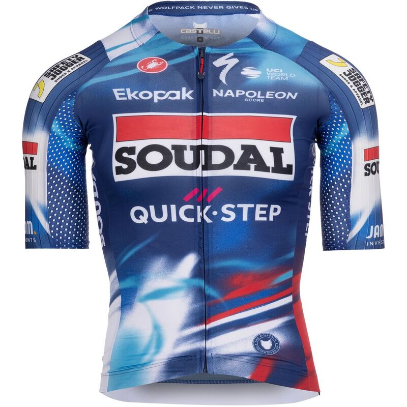 カステリ メンズ トップス Tシャツ ジャージー Castelli Soudal/Quick-Step Aero Race 8S Jersey - Men's Blue/Red ブルー