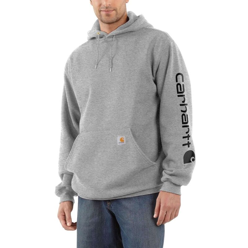 カーハート メンズ アウター パーカー・スウェット スウェット シャツ Carhartt Midweight Signature Sleeve Hooded Sweatshirt - Men's Heather Gray/Black ブラック