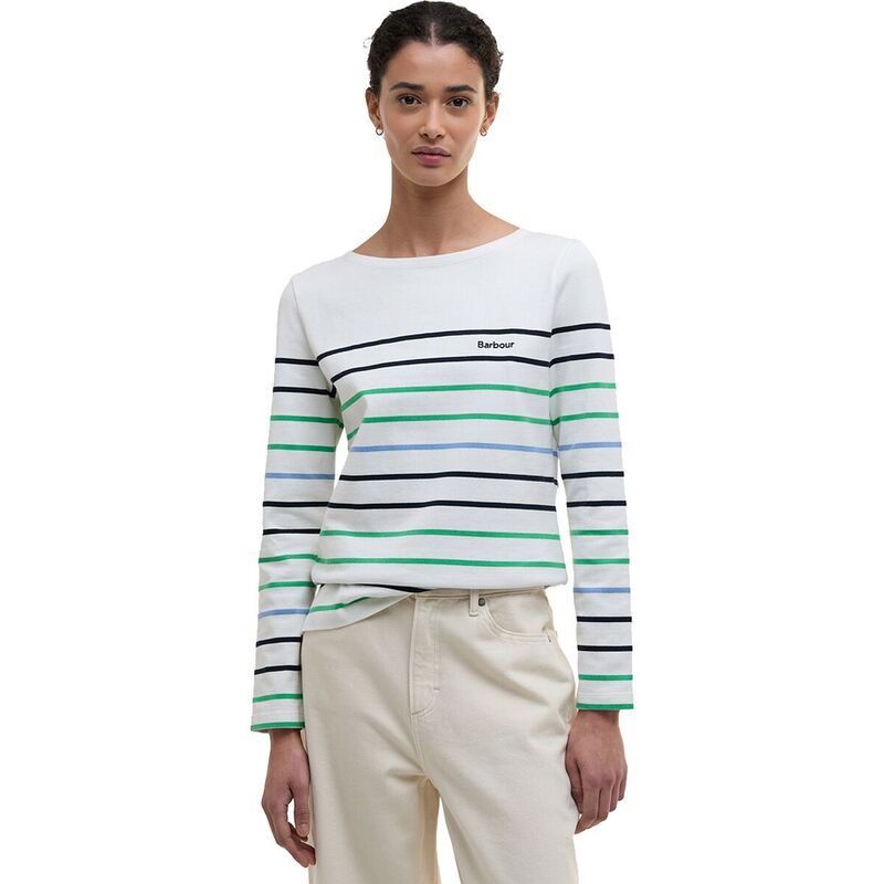バブアー レディース トップス Tシャツ Barbour Hawkins Top - Women's Cloud Stripe ストライプ｜ReVida 店